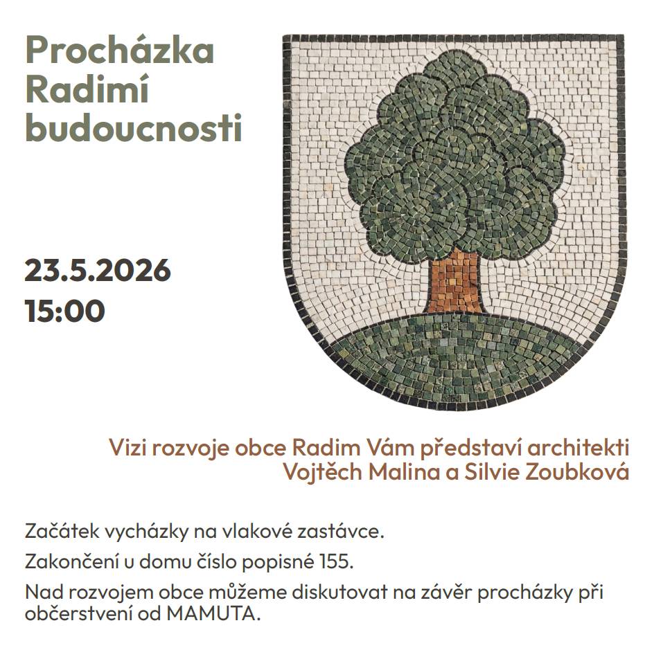 Procházka se uskuteční 23.5.2026 se srazem v 15:00 hod. na vlakové zastávce. Na závěr nás bude čekat občerstvení od MAMUTA na zahradě vilky č.p. 155. Zde můžeme dále diskutovat.