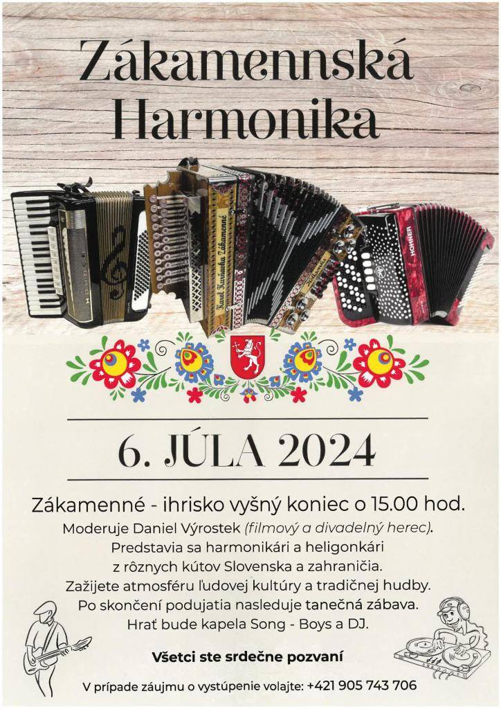 Obec Zákamenné nás 6. júla pozýva na podujatie Zákamennská harmonika, kde sa predstavia harmonikári a heligonkári z rôznych kútov Slovenska a zahraničia.
