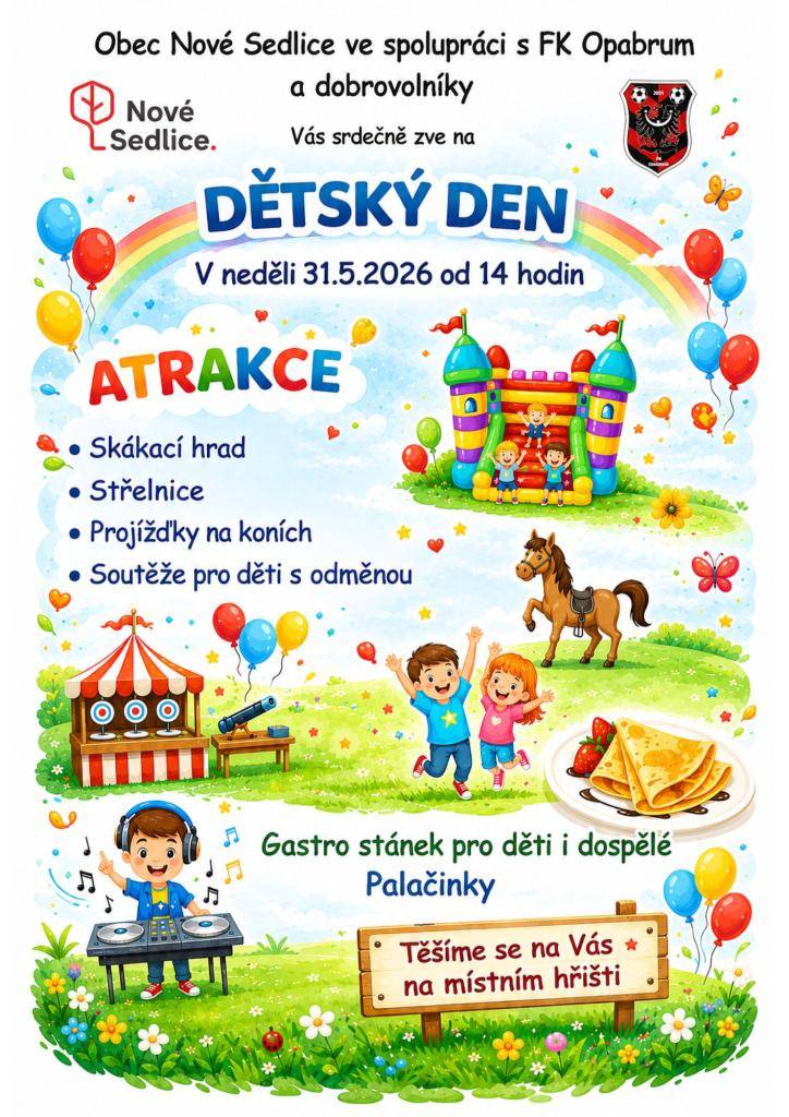 Obec Nové Sedlice ve spolupráci s FK Opabrum a dobrovolníky srdečně zve všechny děti, rodiče i širokou veřejnost na...