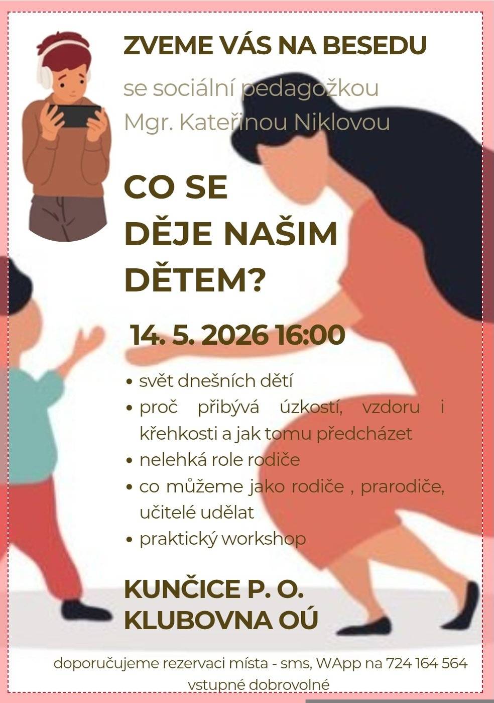 Dnes dpoledne se společně s Katkou Niklovou na všechny těšíme v Rodinné klubovně na OÚ v KpO. Bude to podnětná a zajímavá beseda. Děti můžete vzít s sebou, herna je v provozu a kávu ☕️, čaj 🫖 nebo sklenici vody vám rády připravíme 🙃 Zveřejnila: Kristýna Amálie Heczková