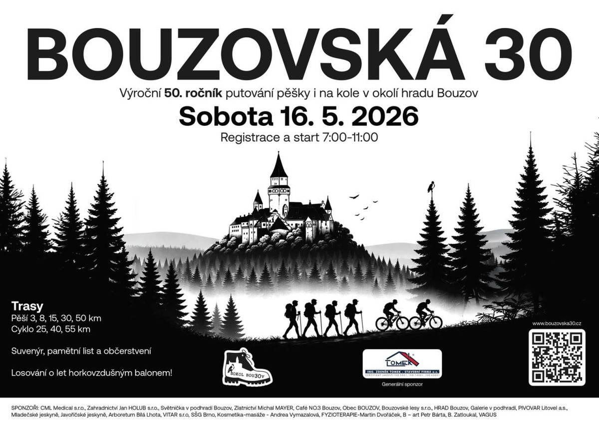 TJ Sokol Bouzov srdečně zve na jubilejní 50 ročník Bouzovské 30