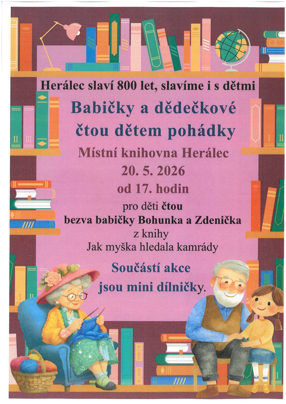 Babičky a dědečkové čtou dětem pohádky - Místní knihovna Herálec 20.5.2026 od 17 hodin.