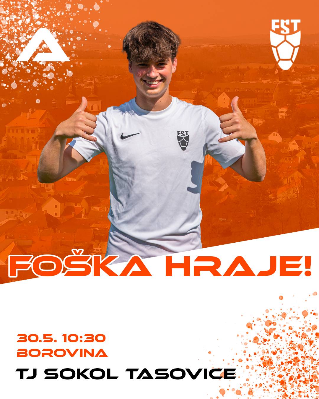 ⚽ Přijď podpořit Fošku v dalším domácím zápase proti TJ Sokol Tasovice! 📅 V pátek 30. 5. v 10:30 hodin 📍 Borovina