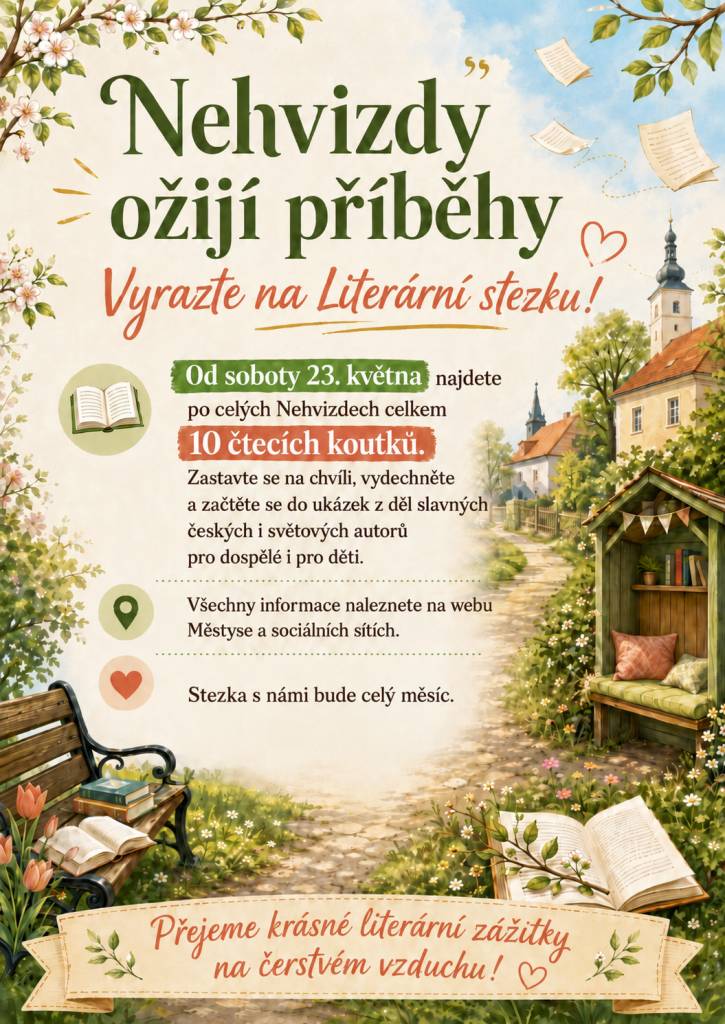 Máme pro vás skvělou zprávu! Nezisková organizace Educan Academy připravila pro všechny sousedy a milovníky knih novinku, která vám zpříjemní každodenní procházky i čekání na kroužky. Od soboty 23. května najdete po celých Nehvizdech celkem 10 čtecích koutků.