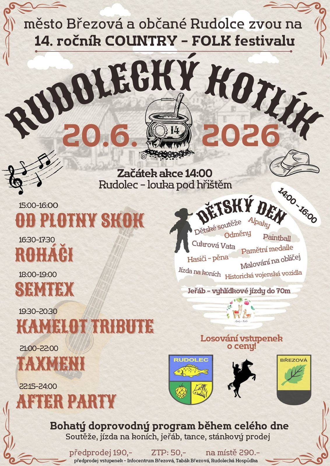 Zveme vás na 14. ročník COUNTRY - FOLK festivalu RUDOLECKÝ KOTLÍK.