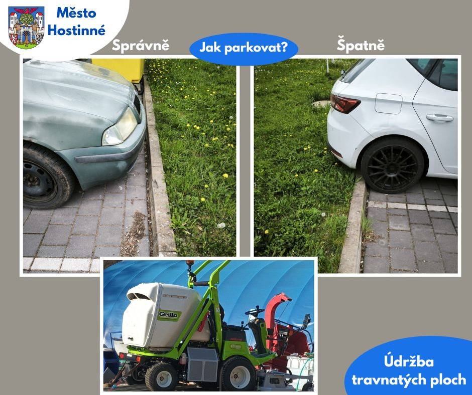 🌿 Technické služby Hostinné zahajují práce na údržbě travnatých ploch 🌿 Aby zaměstnanci TSH zvládli posekat všechny udržované plochy co nejefektivněji a včas, prosíme o ohleduplnost při parkování. 🙏 🚗 Parkujte prosím v blízkosti travnatých ploch tak, aby se technika dostala až k jejich okrajům a mohla být práce provedena bez komplikací.