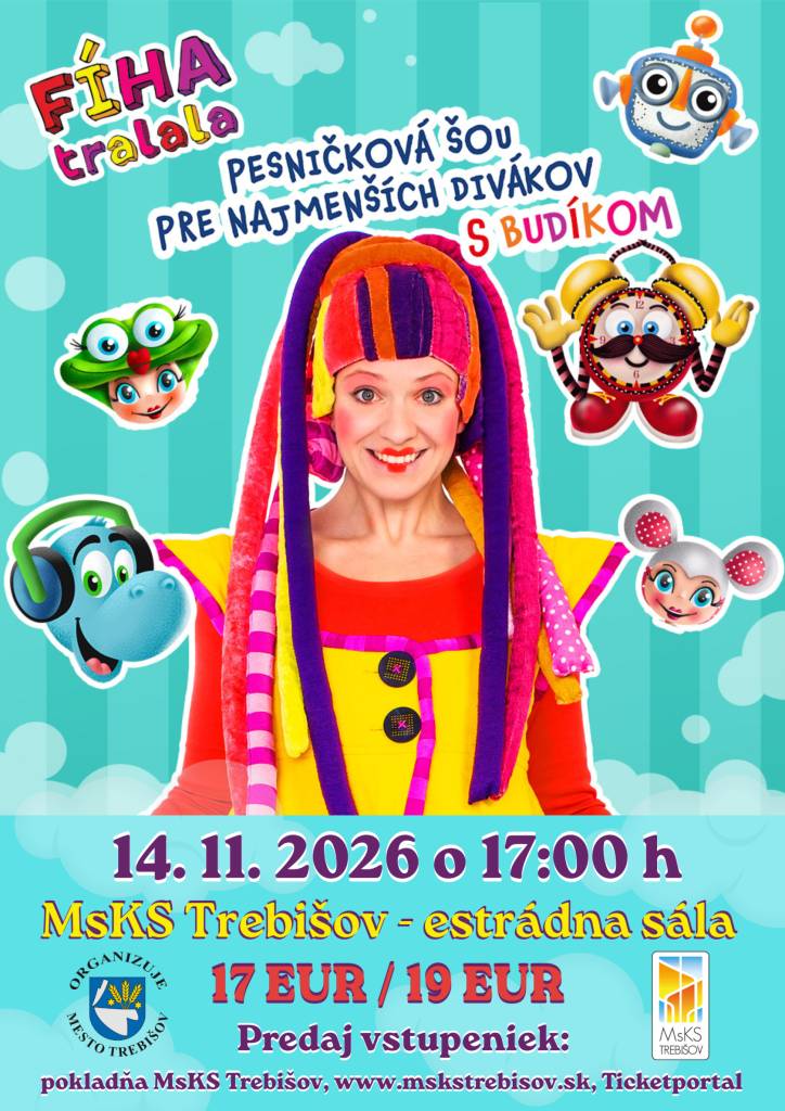 Pesničková šou pre najmenších divákov 14.11.2026 v Trebišove.