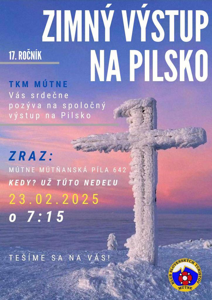 TKM Mútne vás srdečne pozýva na spoločný výstup na Pilsko už túto nedeľu 23.2.2025. Zraz bude na Mútňanskej píle, č.d. 642 o 7:15. Tešíme sa na vás