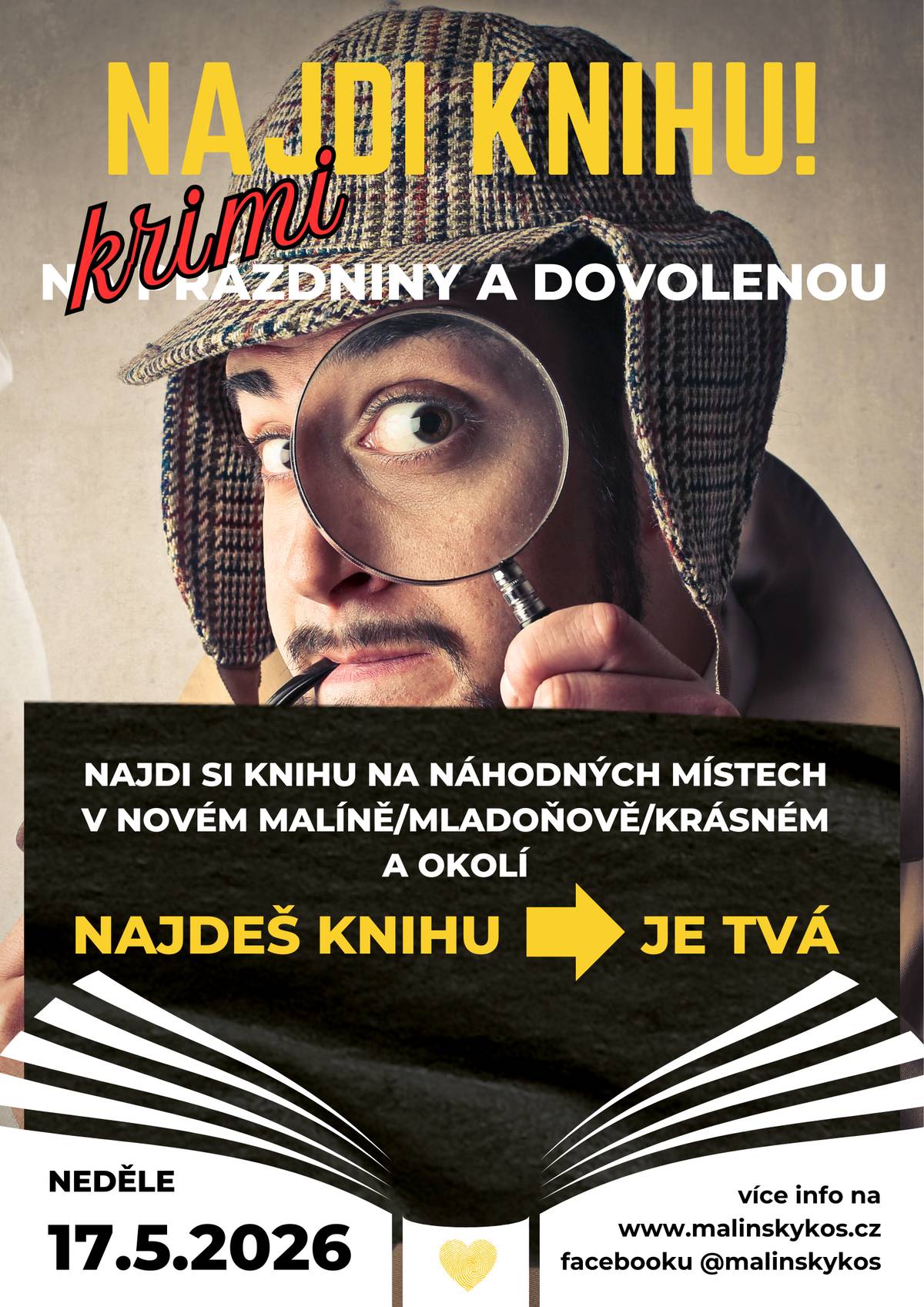Najdi si knihu na náhodných místech v Novém malíně/Mladoňově/ Krásném a okolí.