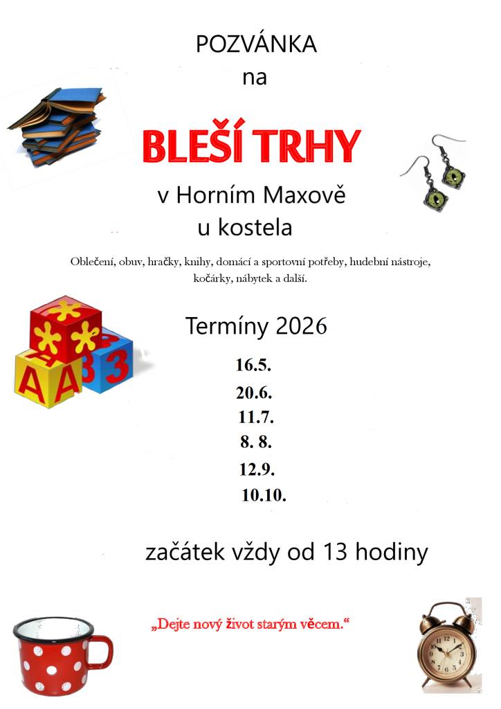 BLEŠÍ TRHY v Horním Maxově u kostela.