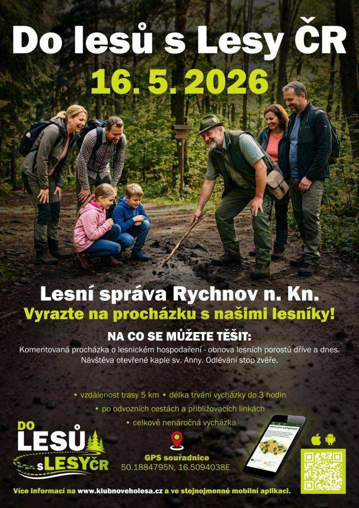 Ve čtvrtek 13.05.2026 se můžete připojit k procházce s lesníky Lesů ČR na 67 místech po celé ČR.