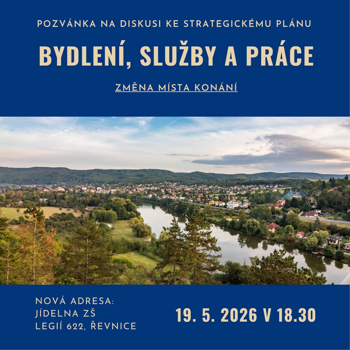 Vážení spoluobčané,   zveme Vás na čtvrtou a poslední diskusi ke vznikajícímu Strategickému plánu. Tématem bude Bydlení, služby a práce.    Vzhledem ke zvýšenému zájmu o tato setkání jsme poslední diskusi přesunuli do jídelny základní školy.    Těšíme se na Vás!