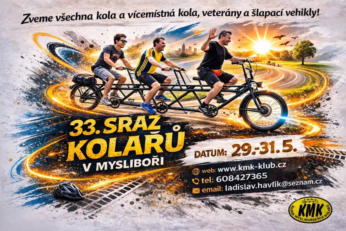 KMK vás zve na 33. sraz kolařů 29. - 31. května 2026 do Mysliboře