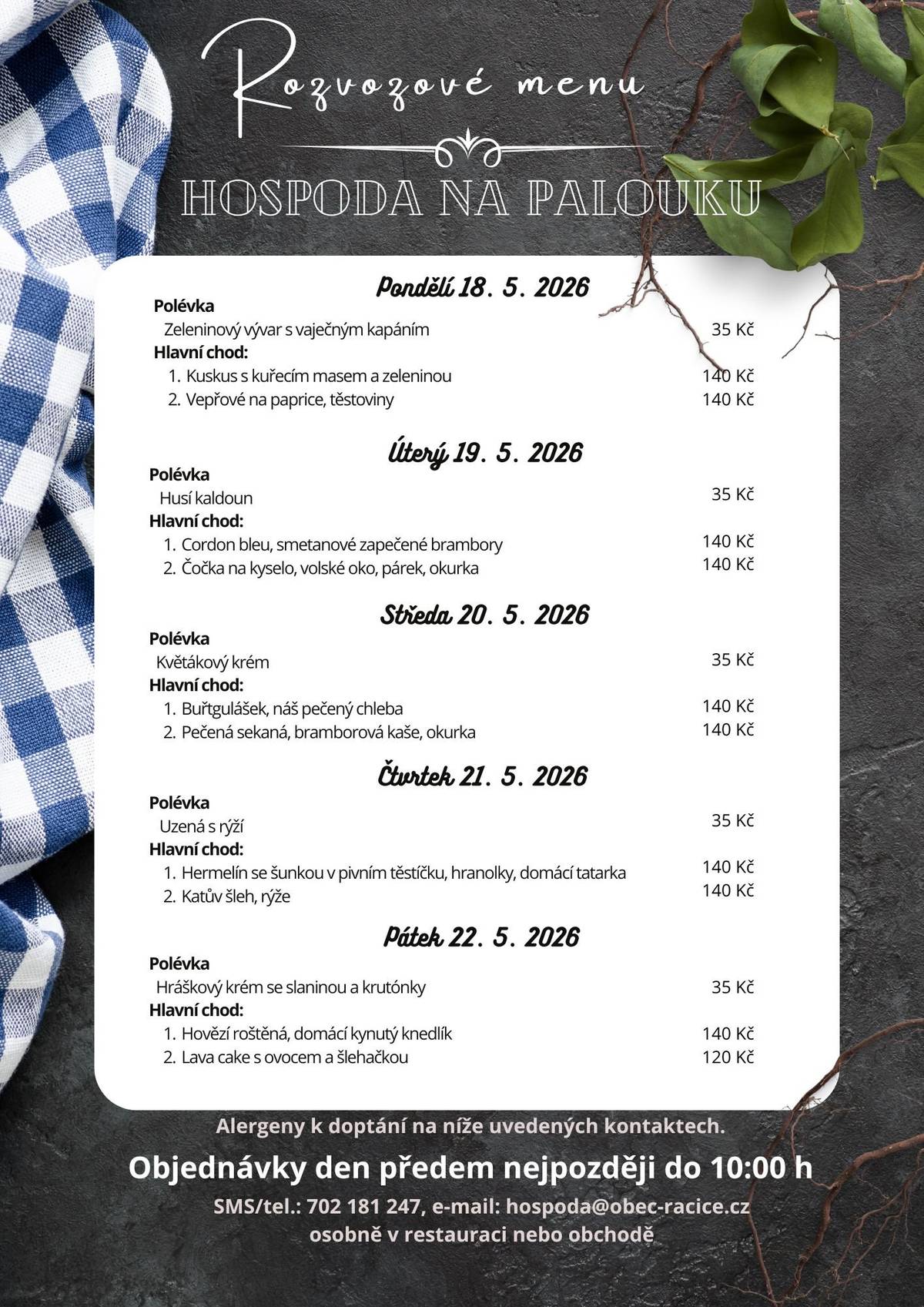Rozvozové menu: