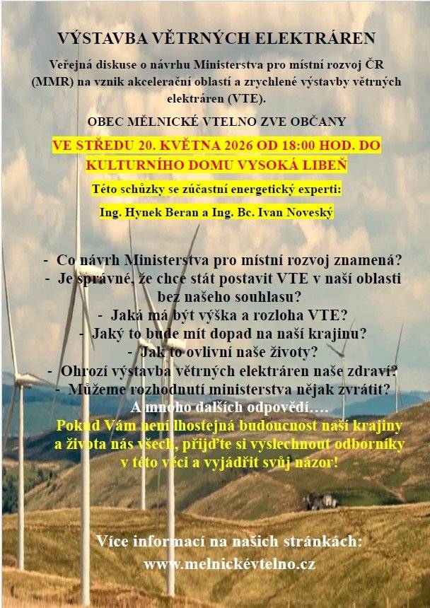 Zveme občany na veřejnou diskuzi o návrhu Ministerstva pro místní rozvoj na vznik akceleračních oblastí, která se uskuteční ve středu 20.5.2026 od 18hod. v KD Vysoká Libeň.