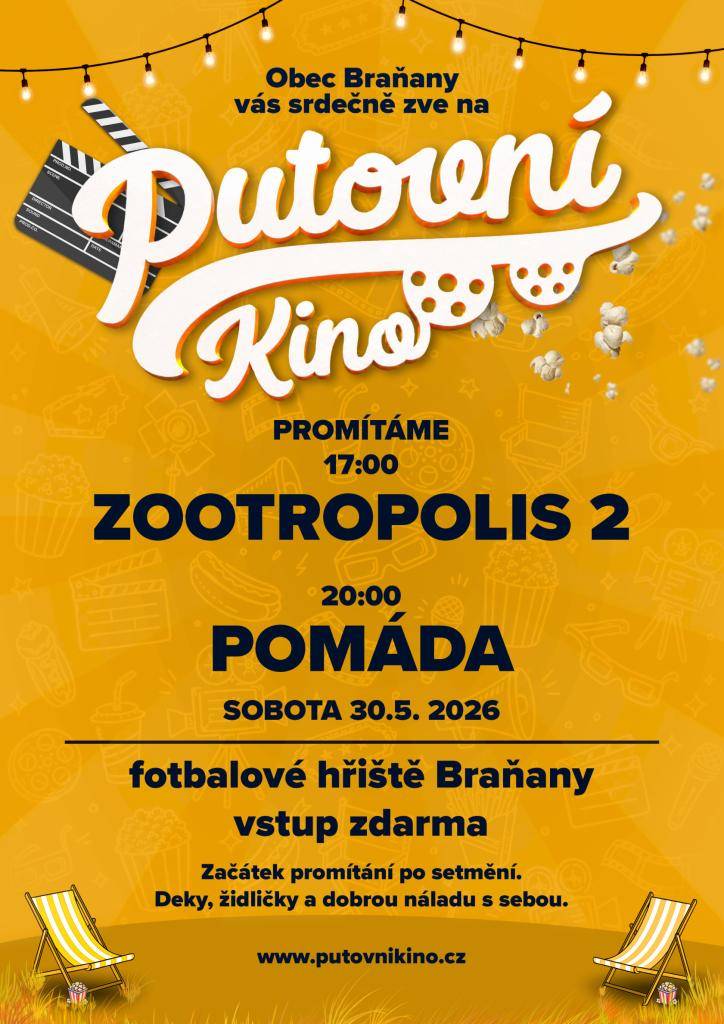 Putovní kino v Braňanech dne 30.5.2026