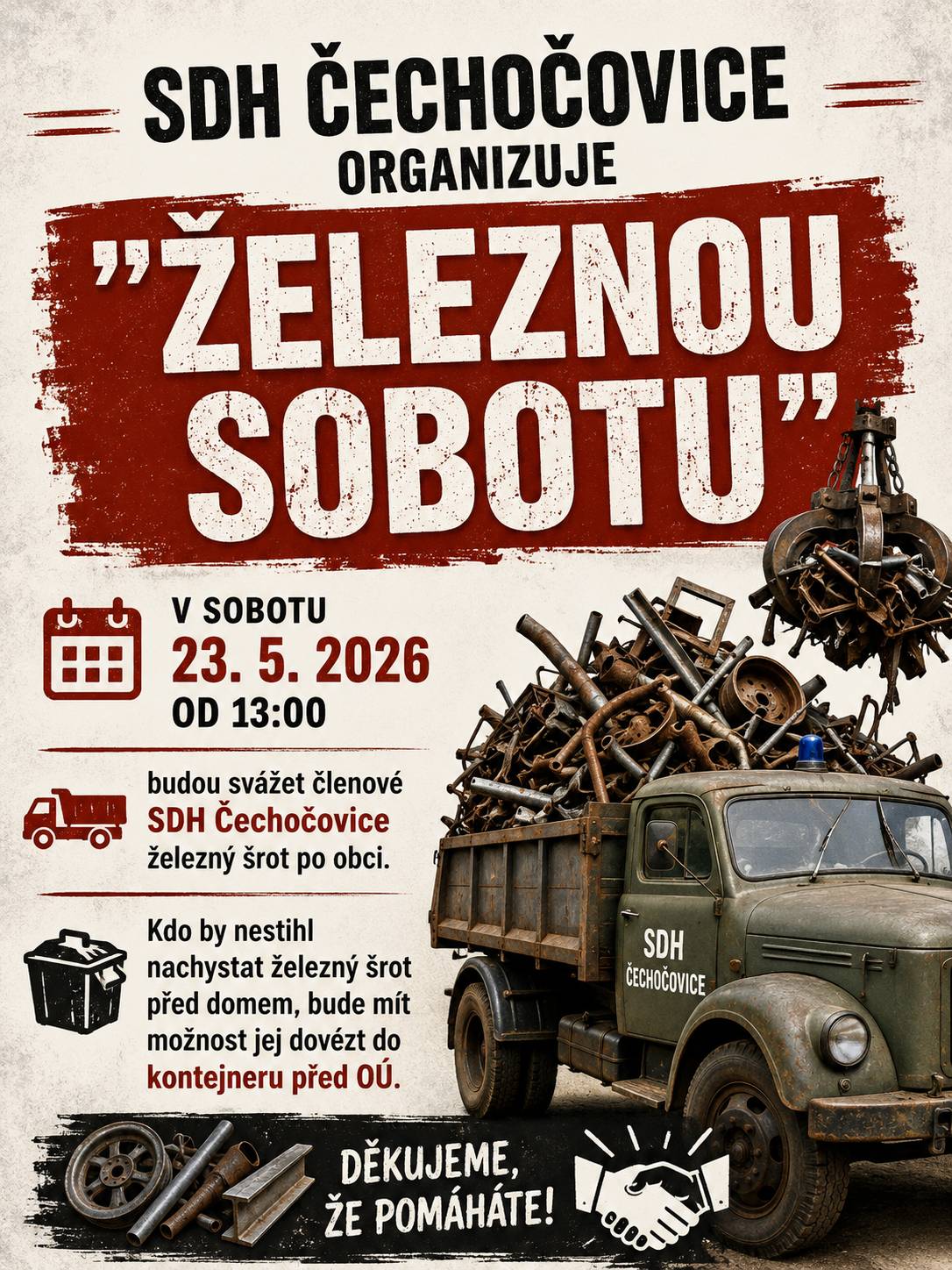 SDH Čechočovice organizuje "ŽELEZNOU SOBOTU".
