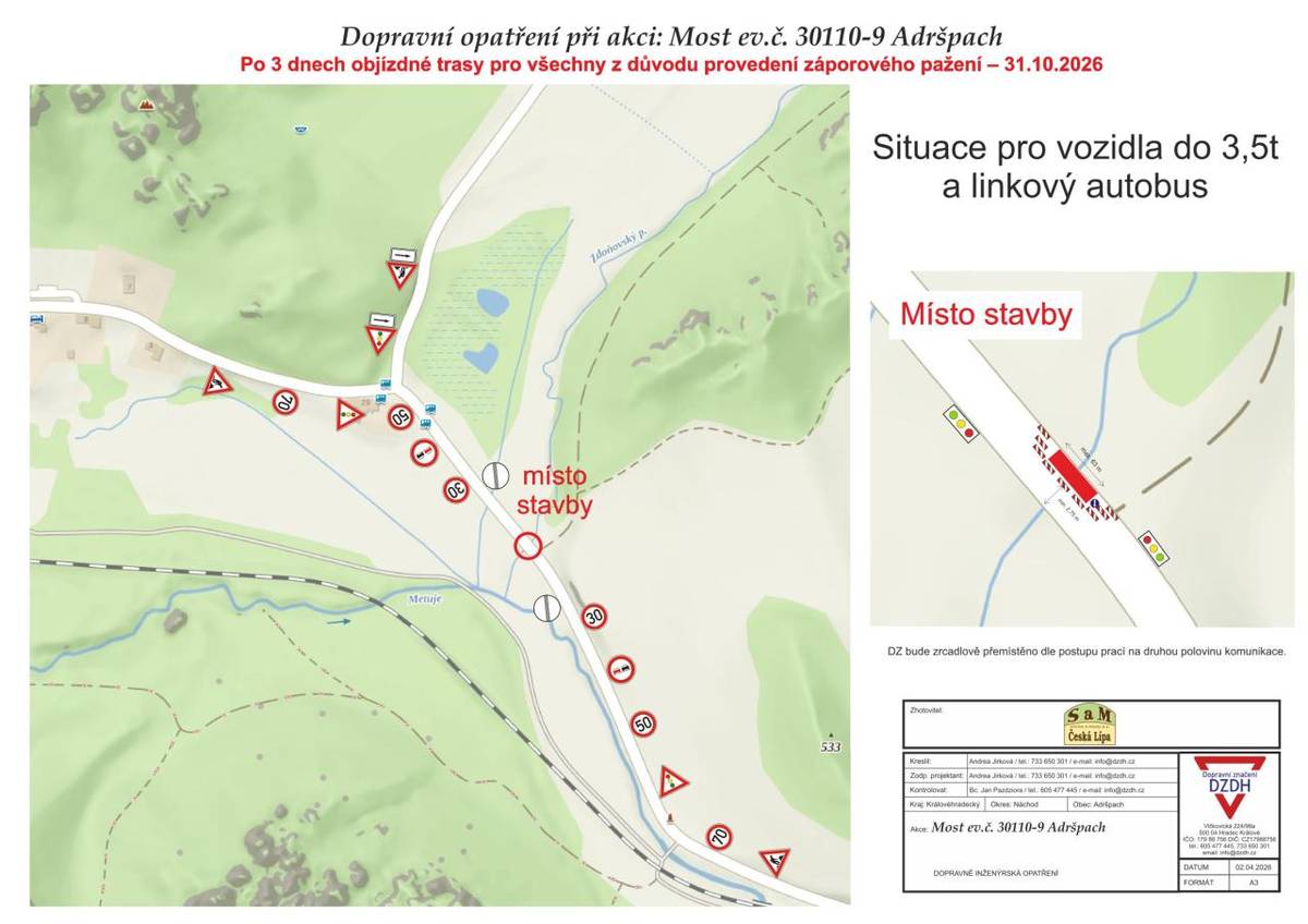 V příloze grafické znázornění objízdných tras