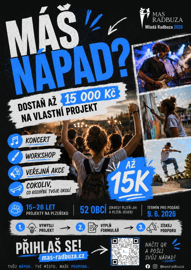 MAS Radbuza, z.s. vyhlásila výzvu s názvem Mladá Radbuza 2026, jejímž cílem je podpořit aktivitu mladých lidí ve věku 15–26 let a jejich zapojení do komunitního života v obcích našeho území.