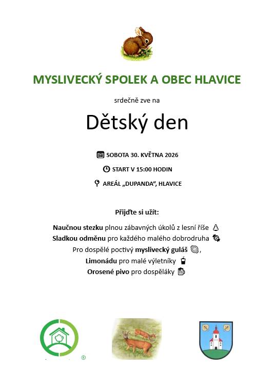 Srdečně zveme nejen rodiny s dětmi na Dupandu do Hlavice k prožití příjemného sobotního odpoledne: