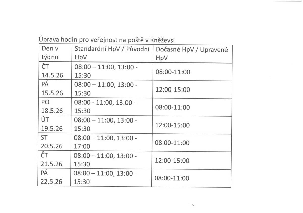 14.5. 8-11hod  15.5. 12-15hod  18.5. 8-11hod  19.5. 12-15hod  20.5. 8-11hod  21.5.12-15hod  22.5. 8-11hod