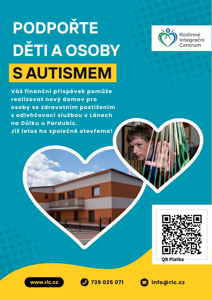 Rodinné Integrační Centrum z.s.  v současné době realizuje projekt - domov a odlehčovací služba pro děti a osoby s autismem v Lánech na Důlku u Pardubic a prosí tímto o finanční podporu!