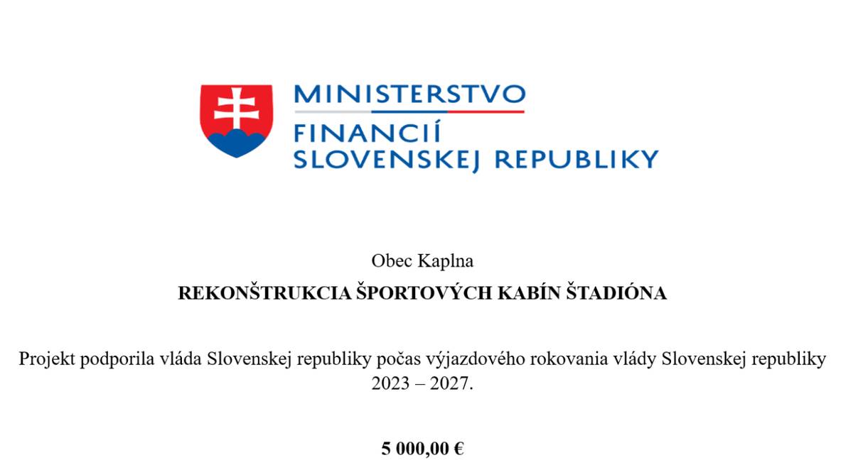 Rekonštrukcia športových kabín štadióna.  Projekt podporila vláda SR počas výjazdového rokovania vlády SR 2023-2027.