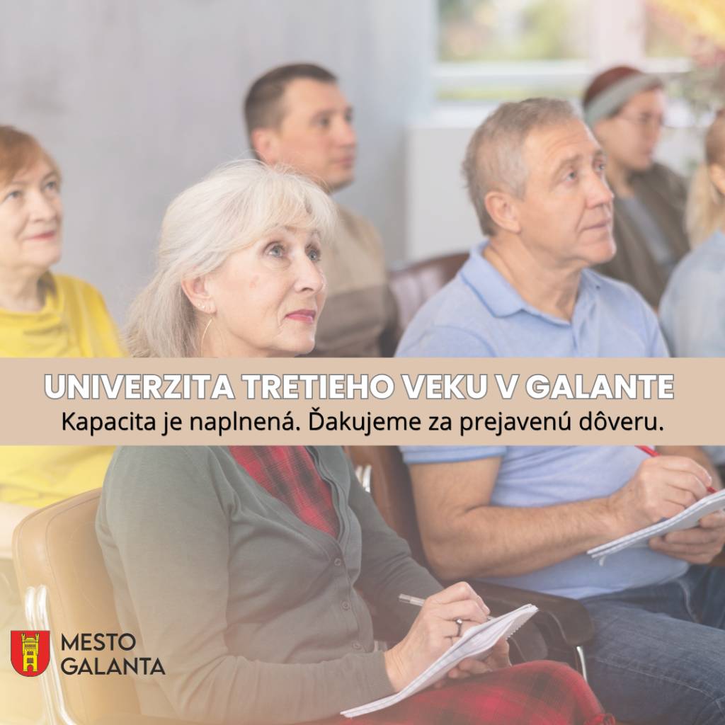 Po úspešnom priebehu prihlasovania už, žiaľ, neprijímame nové prihlášky z dôvodu naplnenia kapacity ďalšieho ročníka Univerzity tretieho veku.