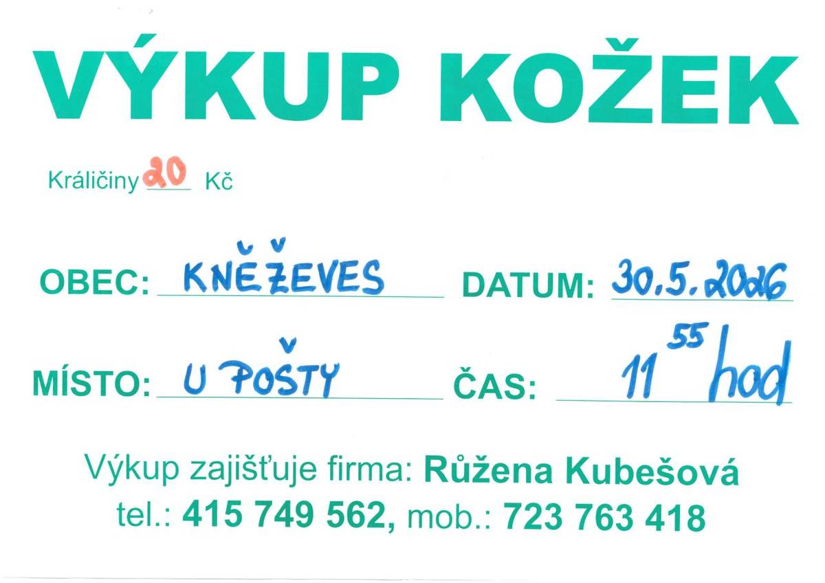 u pošty v Kněževsi v 11,55 hodi