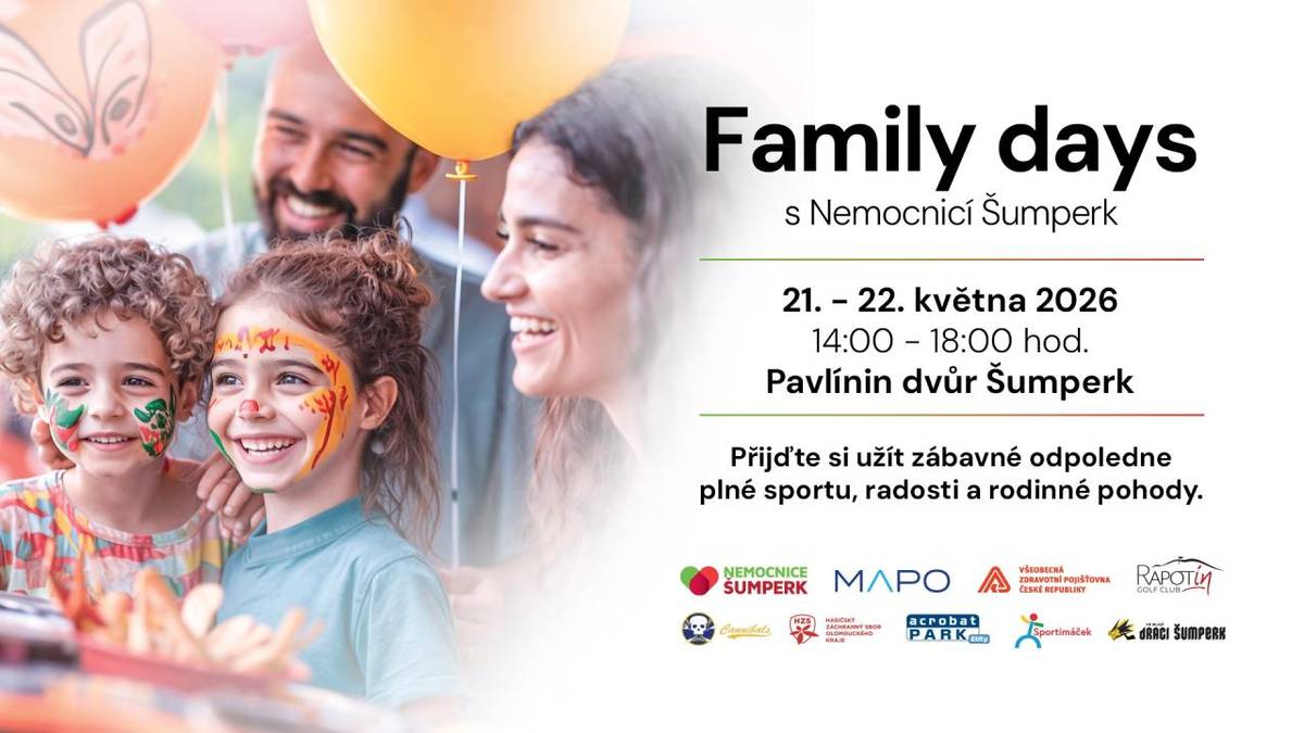 Ve dnech 21. a 22. května pořádá Nemocnice Šumperk „Family days“ - dopolední program je organizován pro děti v předškolním věku, odpoledne pak pro veřejnost