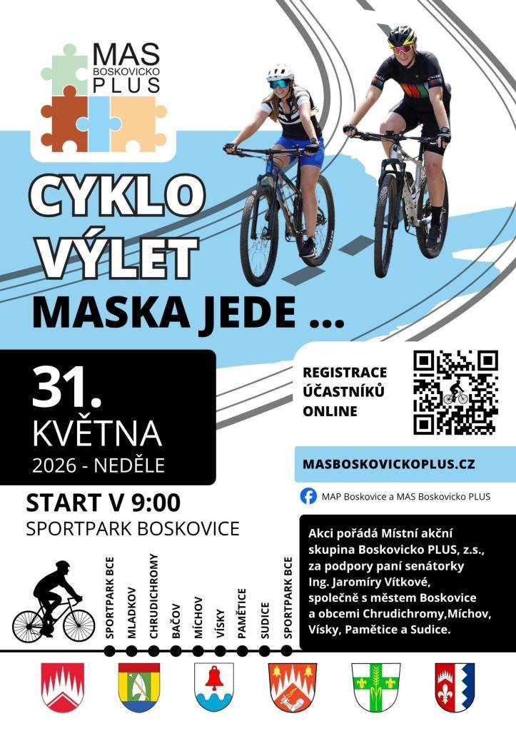 Cyklovýlet MASKA JEDE 31.5.2026 v 9:00 hodi