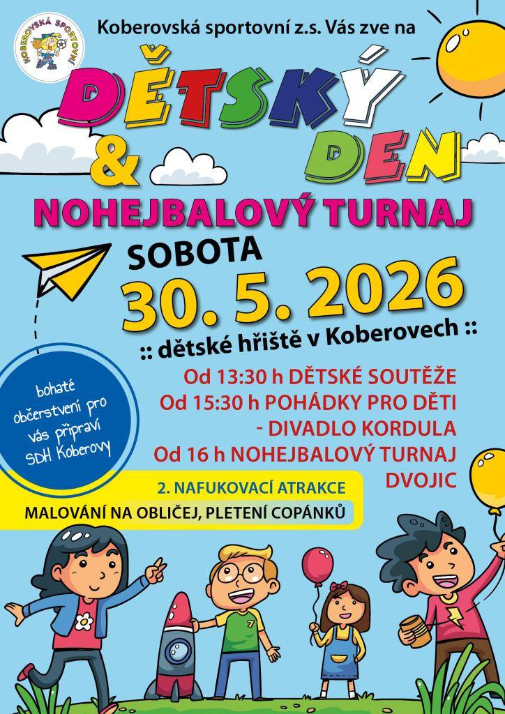 V sobotu 30. května 2026 se  uskuteční zábavné odpoledne pro děti. Od 13:30 hodin se budou konat různé soutěže, které potěší všechny mladé účastníky. Následovat budou pohádky od divadla Kordula, které začnou v 15:30 hodin.