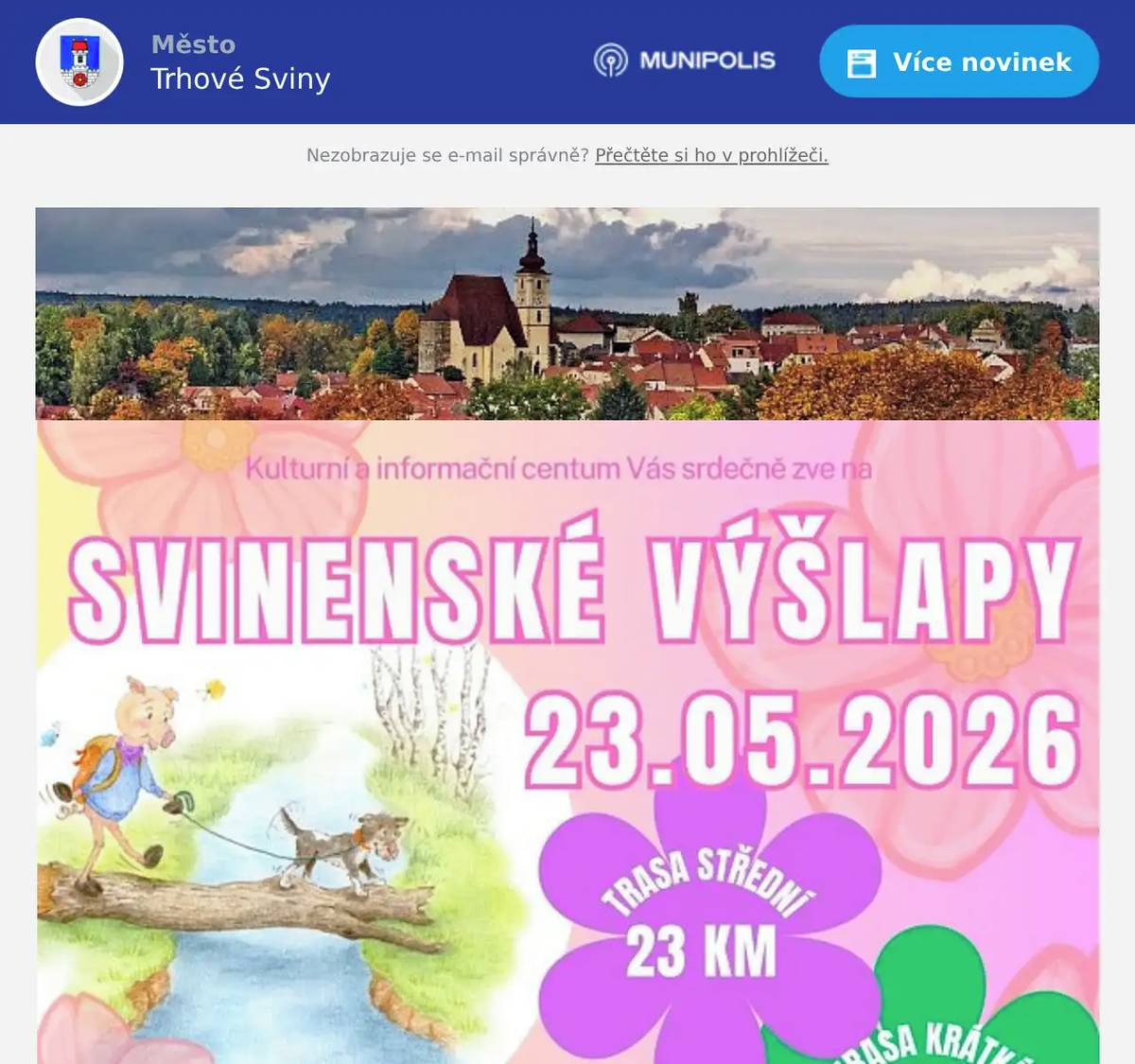 Nezapomeňte se přihlásit na letošní výšlapy! Už tuto sobotu 23.5., přihlášení online na stránkách https://www.kulturavesvinech.cz/svinenske-vyslapy/ nebo u nás v Kulturním a informačním centrum Trhové Sviny.