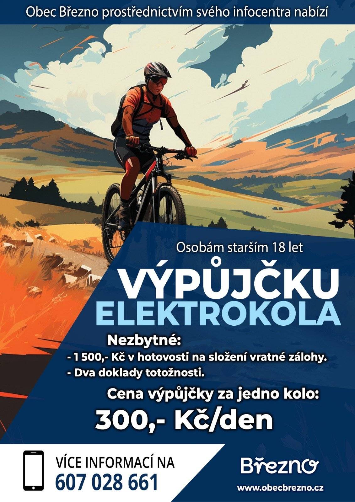 Vyrazte za zážitky, objevujte krásy našeho okolí a užijte si pohyb bez zbytečné námahy! 🚴♂️⚡ Obec Březno prostřednictvím infocentra nabízí možnost zapůjčení elektrokol pro všechny starší 18 let. Ať už plánujete pohodový výlet, sportovní den nebo jen chcete zkusit něco nového, elektrokolo je skvělou volbou. 😍 Stačí nasednout a vyrazit vstříc novým dobrodružstvím! 🌞 Rezervace a více informací na telefonu 607 028 661. 📞