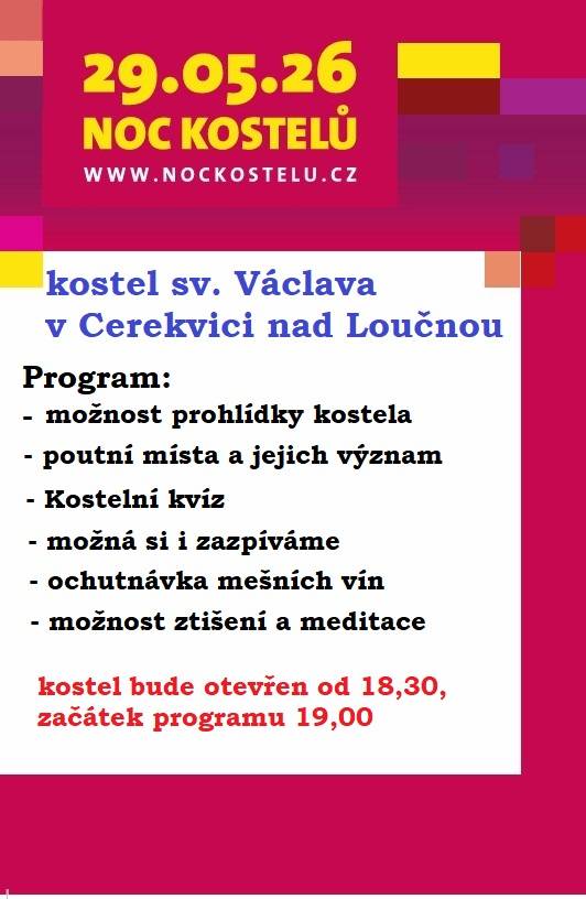 Srdečně zveme na Cerekvickou noc kostelů