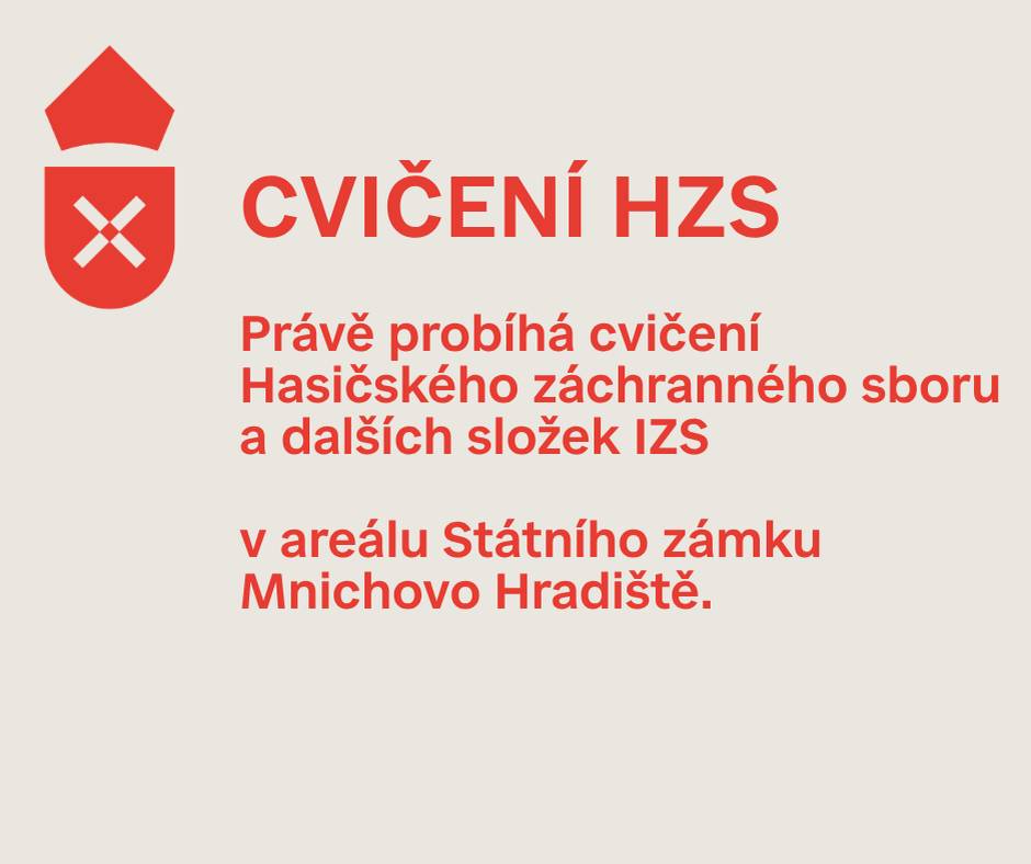 Na Státním zámku Mnichovo Hradiště právě probíhá cvičení Hasičského záchranného sboru a dlaších složek IZS, během kterého dojde k evakuaci prohlídky, kterou tvoří děti ze základní školy, a také k natažení požárních hadic do interiéru zámku. Jedná se o plánované cvičení složek integrovaného záchranného systému. Děkujeme za pochopení. 🚒👨🚒