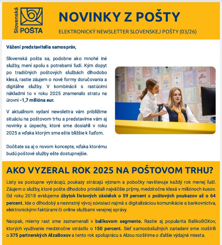 Novinky z pošty - 03/2026