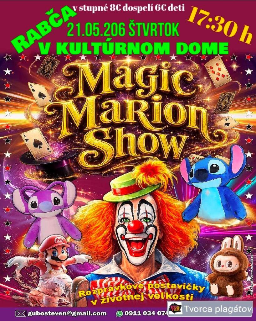 Čaká vás úžasná show pre deti aj dospelých, kde ožijú obľúbené postavičky a kúzla vás vtiahnu do sveta fantázie