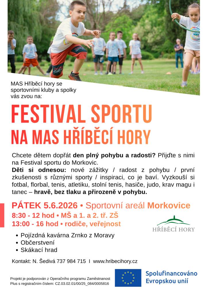 Festival sportu pro děti  sportovní areál Morkovice  5. 6. 2026