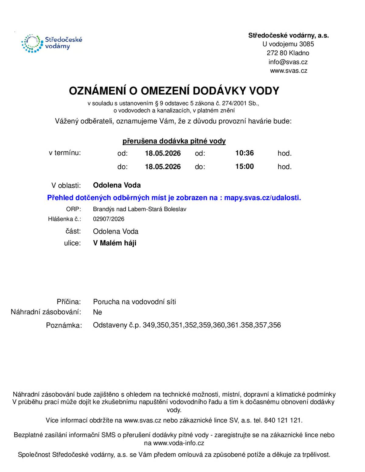 ul. V Malém háji 18. 5. 2026
