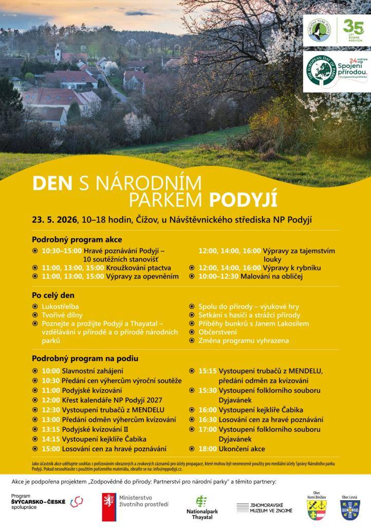 Kdy: 23. 5. 2026, 10-18 hod., Čížov u Návštěvnického střediska NP Podyjí