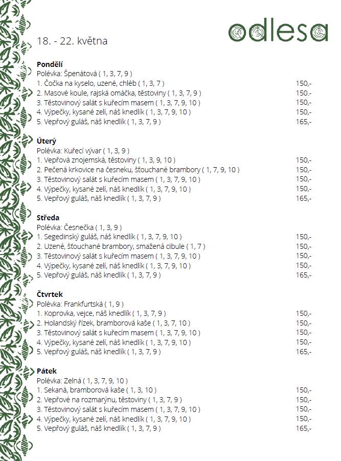 Vážení a milí spoluobčané, Pivovarská restaurace vás zve na polední menu.