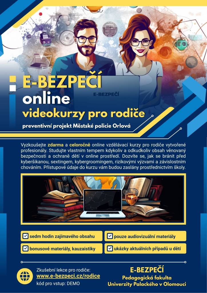 S blížícím se létem a prázdninami budou děti trávit více času na internetu, sociálních sítích i v online hrách. Právě proto je důležité, aby rodiče věděli, jaká rizika na děti v online prostředí čekají a jak je mohou včas rozpoznat a řešit. Městská policie Orlová proto ve spolupráci s týmem E-bezpečí Pedagogické fakulty Univerz...