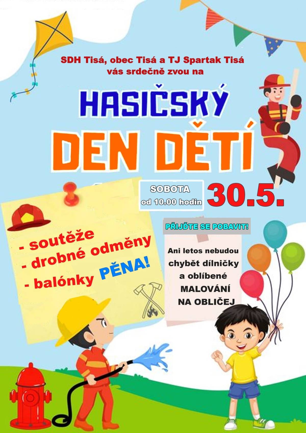 Ani letos nebudou chybět dílničky a oblíbené malování na obličej... přijďte se pobavit!