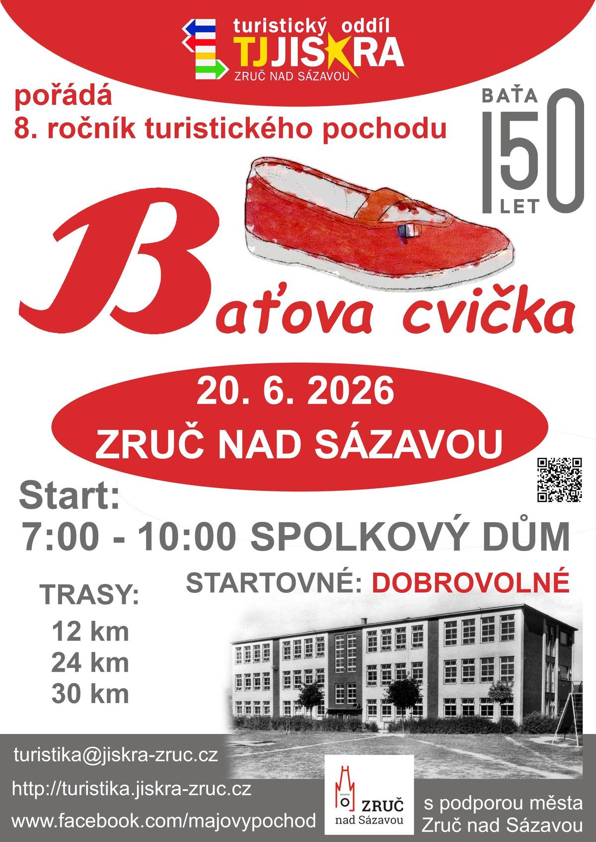Pochod se koná v sobotu 20.6. Start je od 7 do 10 hodin u Spolkového domu. Tři pěší trasy 12, 24 nebo 30km. Startovné dobrovolné.