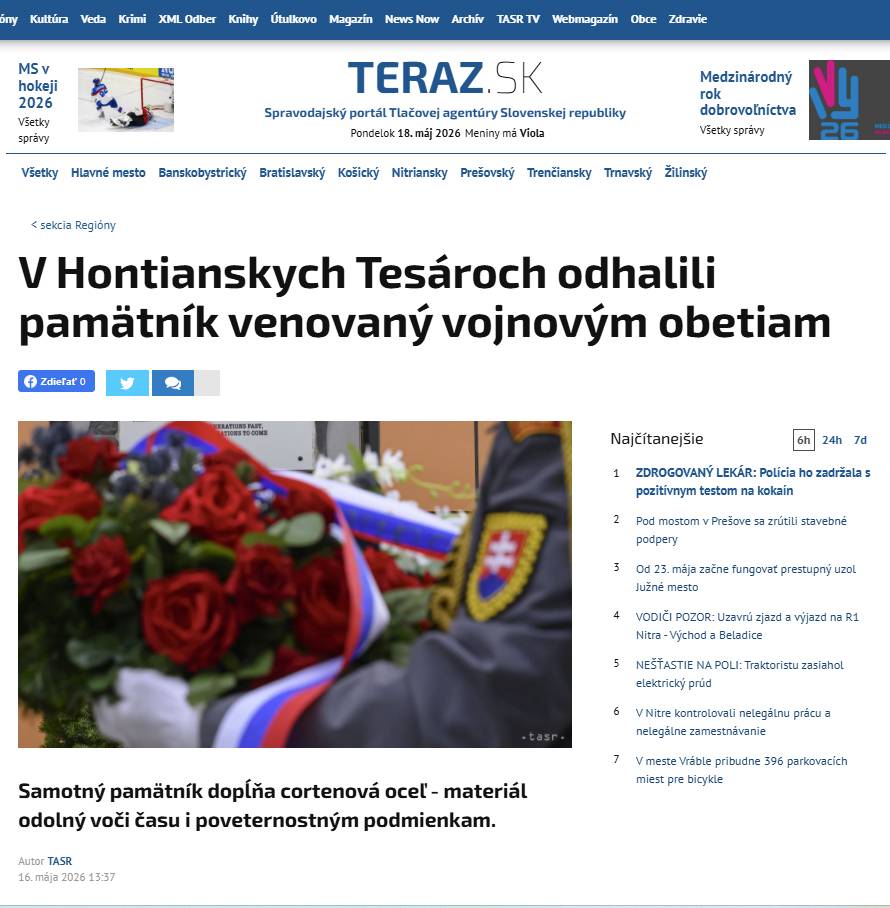 Samotný pamätník dopĺňa cortenová oceľ - materiál odolný voči času i poveternostným podmienkam.