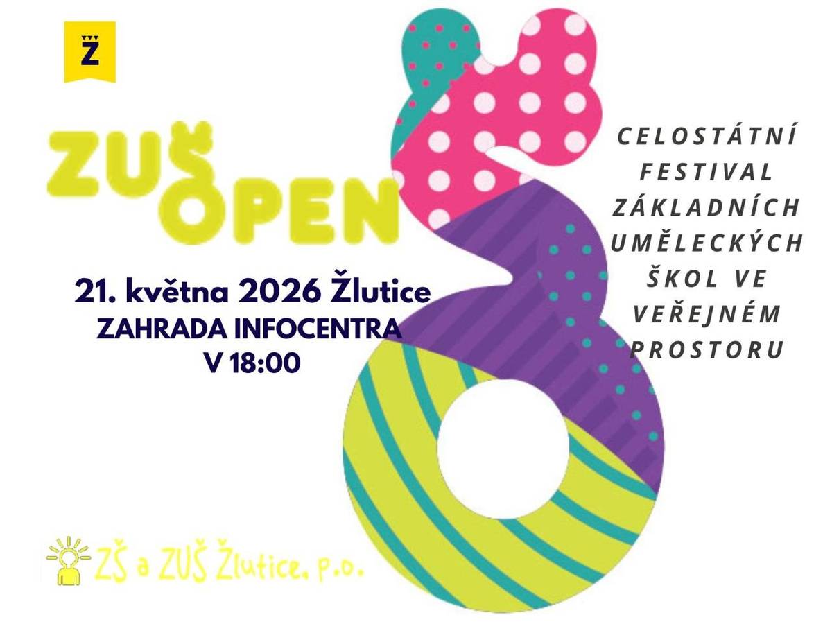 Vážení občané, v aktuálním vydání Žlutického zpravodaje je u akce ZUŠ Open omylem uveden nesprávný čas konání. Správný začátek akce je v 18 hodin.Omlouváme se za vzniklé nedorozumění a děkujeme za pochopení.