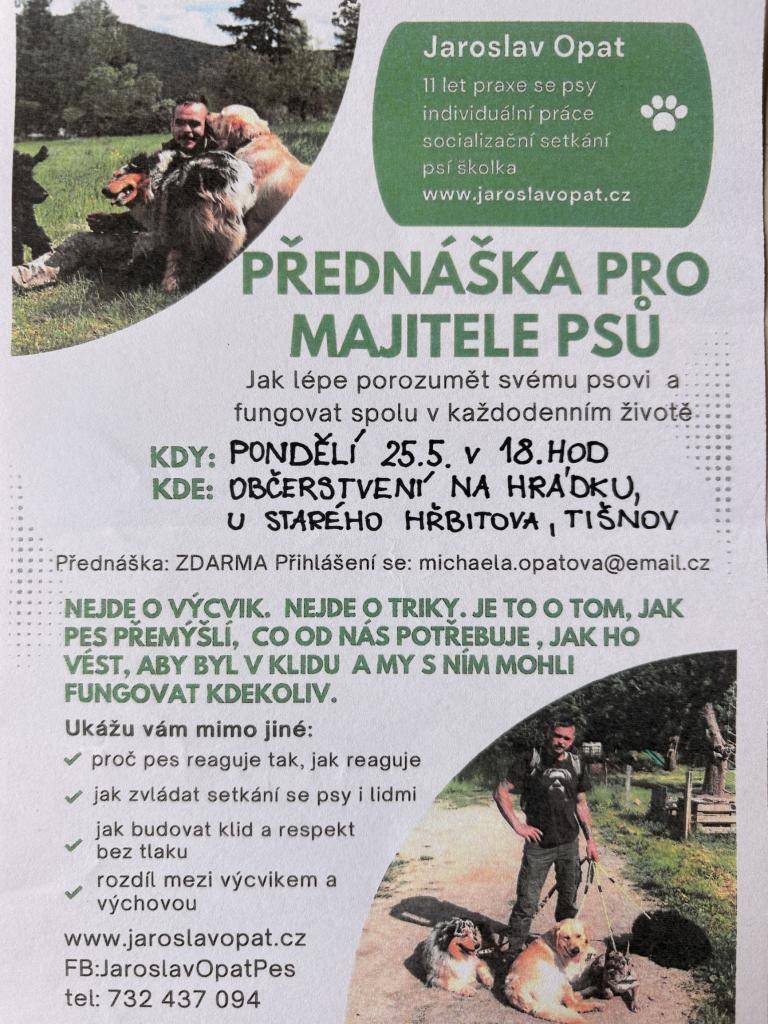 KDY: pondělí 25.5. od 18:00 hodin  KDE: Tišnov, park u starého hřbitova  podrobnosti v příloze