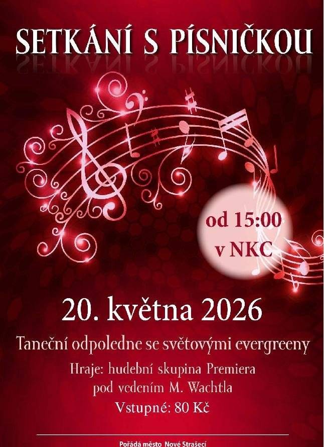 Zveme vás na květnové Setkání s písničkou, které se koná ve středu 20. května od 15 hodin v Novostrašeckém kulturním centru.  Vstupné 80 Kč.