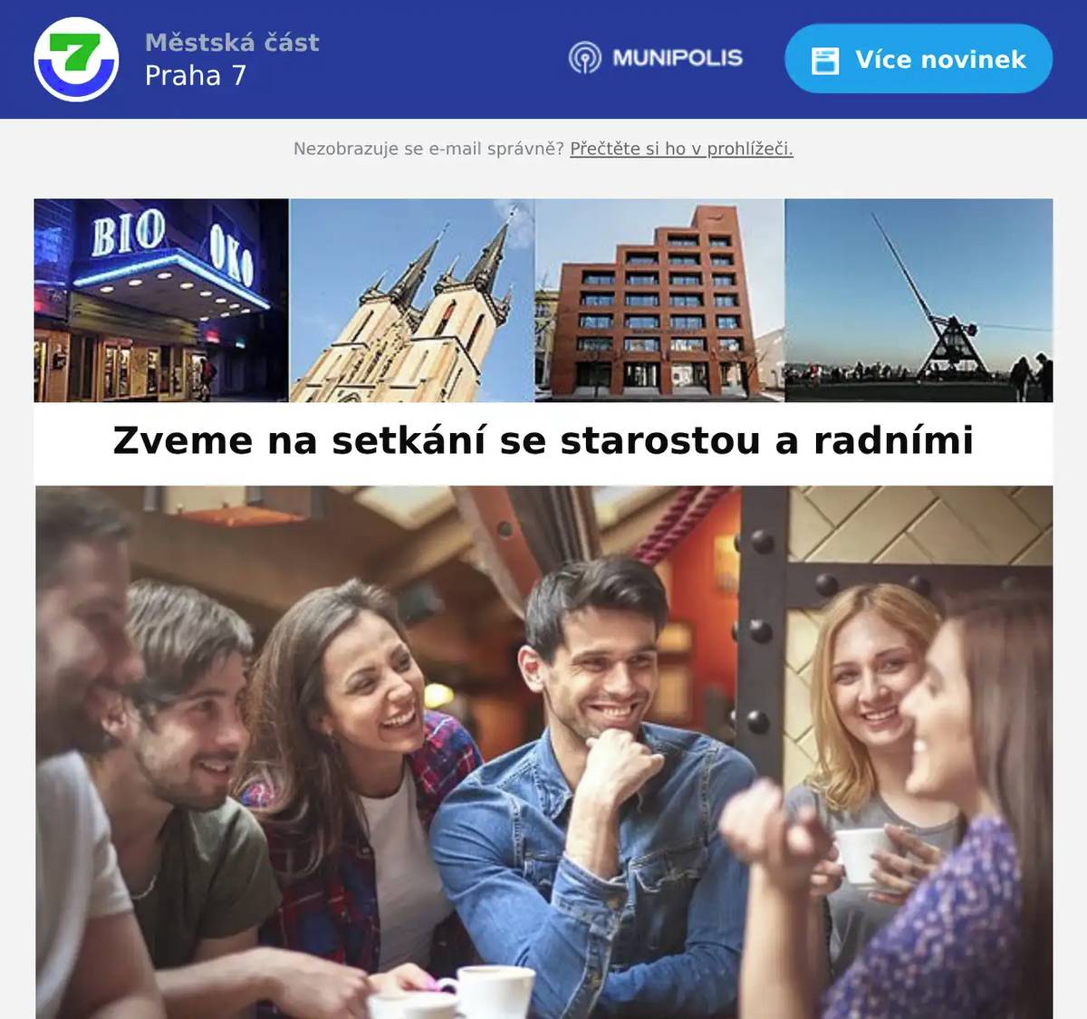 Srdečně vás zveme na setkání se starostou Janem Čižinským, místostarostkou Lenkou Burgerovou, která má v gesci územní rozvoj, a radním Jakobem Hurrlem, jenž se stará o sociální a zdravotní politiku. Setkání se uskuteční ve středu 20. května 2026 od 18 do 20 hodin v Kulturně komunitním centru Art (Nad Královskou oborou 55, bezbariérový vstup vpravo od vchodových dveří do domu). Přijďte kdykoli v uvedeném časovém rozmezí a ptejte se na vše, co vás v souvislosti s naší čtvrtí zajímá. Těšíme se vás!